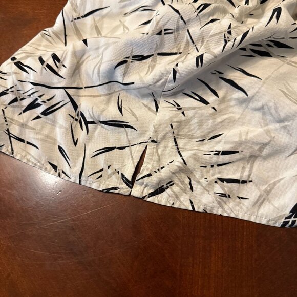 Van Heusen Washable Silk Hawaiian Shirt L Leaf Print Beige Black Short Sleeve - Picture 7 of 9